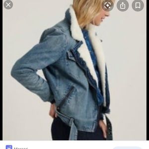 Lucky Brand Faux Fur Denim Moto Jacket